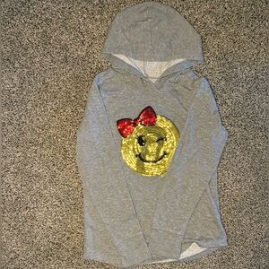 Justice Gray Hoodie with Sequin Smiley, size 8 (027G)